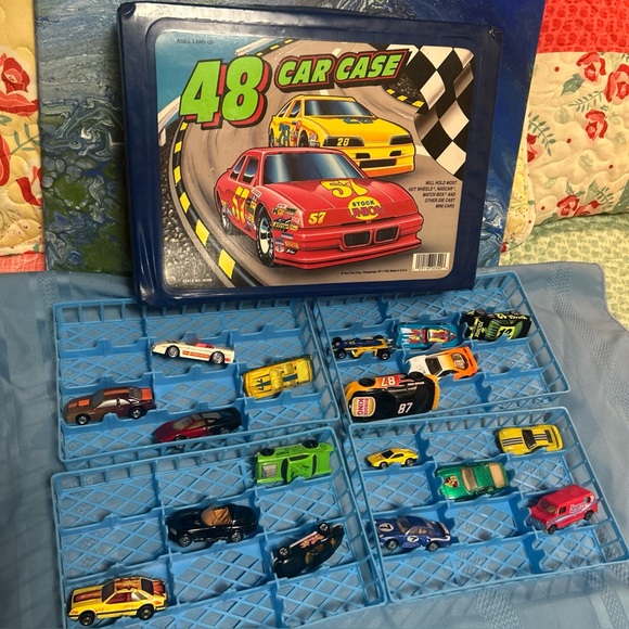48-Car Case with Assorted hot wheel matchbox toy cars vintage
